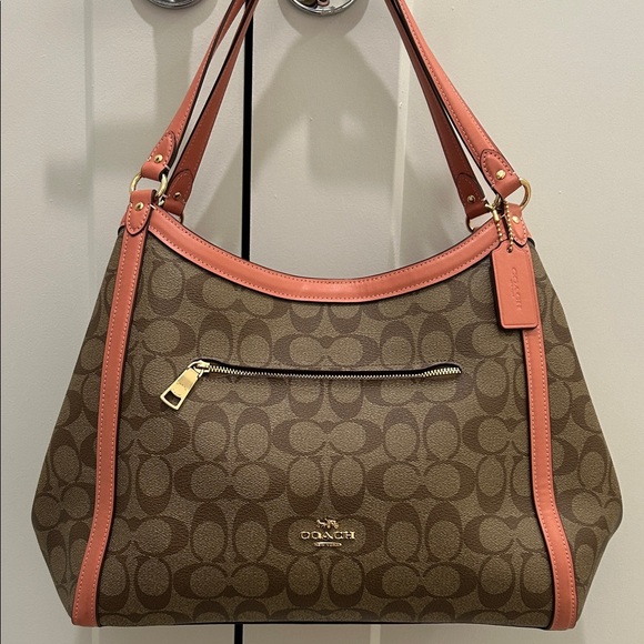 Coach Handbags - Coach (NWOT) Kristy Shoulder Bag in Signature Canvas with Light Coral Trim
